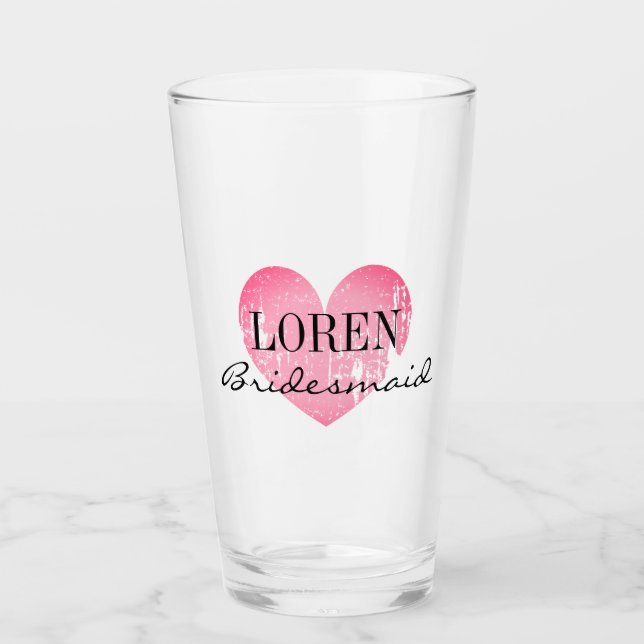 Personalisierte Gastgeschenk Hochzeit der rosa Her Glas (Vorderseite)