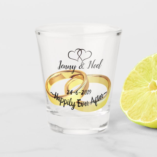 Personalisierte Gastgeschenk Hochzeit Schnapsglas (Vorderseite)