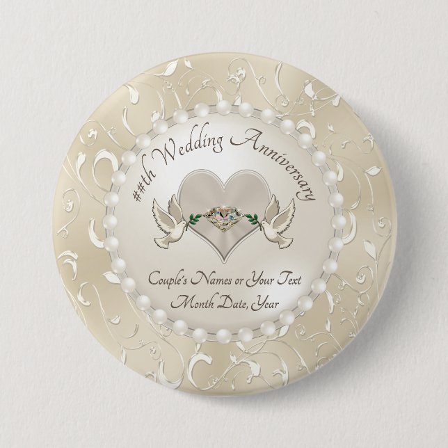 Personalisierte Gastgeschenken zum Jahrestag Button (Vorderseite)