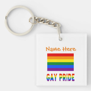 Personalisierte Gay Pride LGBTQ Regenbogenflagge A Schlüsselanhänger