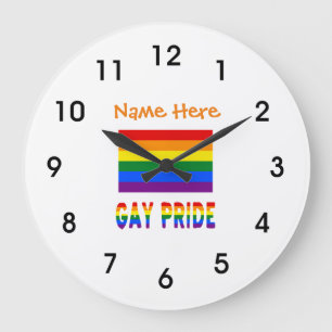 Personalisierte Gay Pride LGBTQ Regenbogenflagge r Große Wanduhr