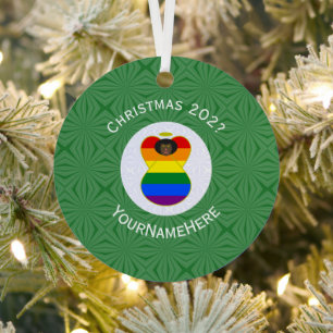 Personalisierte Gay Pride Schwarze Engelsflagge We Ornament Aus Metall
