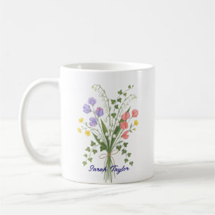 Personalisierte Geburtsblume Maiglöckchen Kaffeetasse