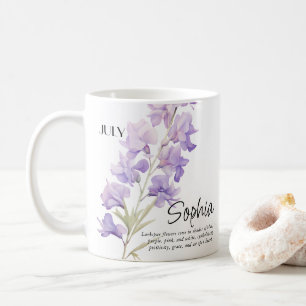 Personalisierte Geburtsmonats-Juli-Blume Kaffeetasse