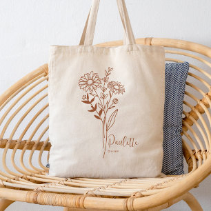 Personalisierte Geburtsmonatsblume April Rost   Tragetasche