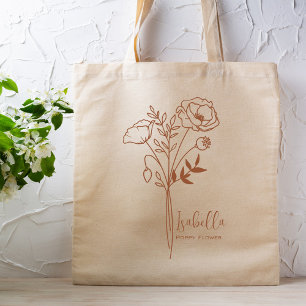 Personalisierte Geburtsmonatsblume August Boho Ros Tragetasche