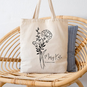 Personalisierte Geburtsmonatsblume Januar Boho Tragetasche