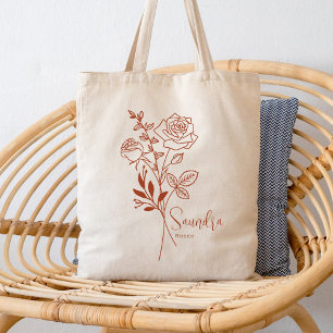 Personalisierte Geburtsmonatsblume Juni Boho Tragetasche