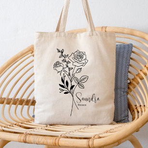 Personalisierte Geburtsmonatsblume Juni Botanisch Tragetasche