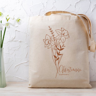Personalisierte Geburtsmonatsblume März Rost Tragetasche