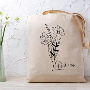 Personalisierte Geburtsmonatsblume März Tragetasche