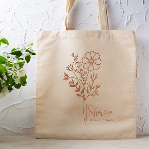 Personalisierte Geburtsmonatsblume Oktober Boho Ro Tragetasche