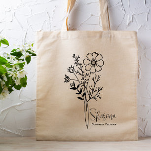 Personalisierte Geburtsmonatsblume Oktober Boho Tragetasche