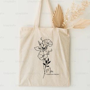 Personalisierte Geburtsmonatsblume September Boho Tragetasche