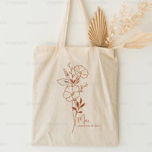 Personalisierte Geburtsmonatsblume September Boho  Tragetasche