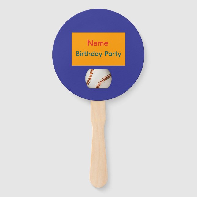 Personalisierte Geburtstagsfeier Baseball Blau   Fächer (Vorderseite)