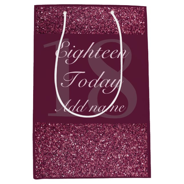 Personalisierte Geburtstagsgeschenk-Tasche 18. Mittlere Geschenktüte (Vorderseite)