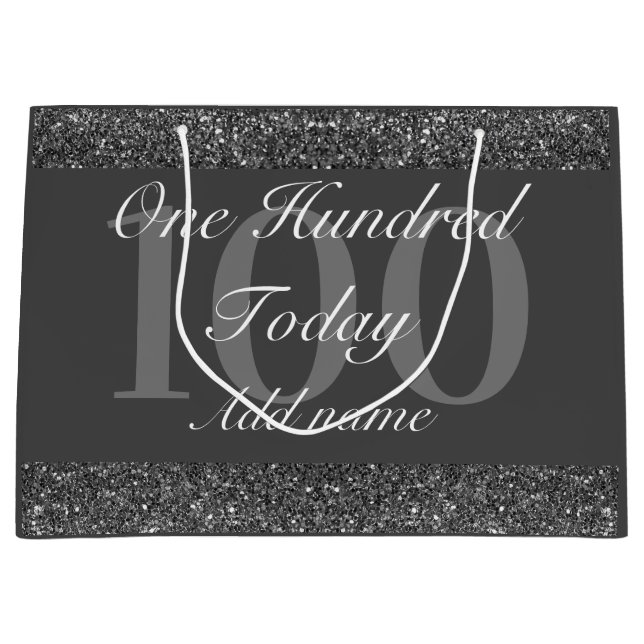 Personalisierte Geburtstagsgeschenktasche 100. Große Geschenktüte (Vorderseite)