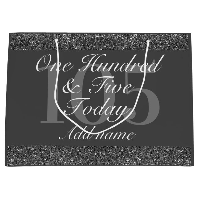 Personalisierte Geburtstagsgeschenktasche 105. Große Geschenktüte (Vorderseite)
