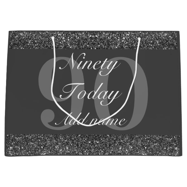 Personalisierte Geburtstagsgeschenktasche 90. Große Geschenktüte (Vorderseite)