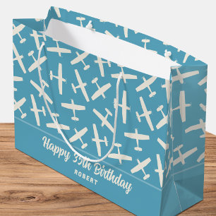 Personalisierte Geburtstagsgeschenktasche   Retro- Große Geschenktüte