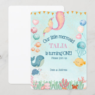 Personalisierte Geburtstagskarte von Mermaid Einladung