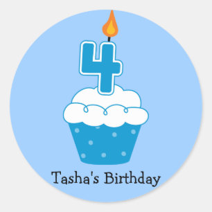 Personalisierte Geburtstagskupcake-Aufkleber Runder Aufkleber