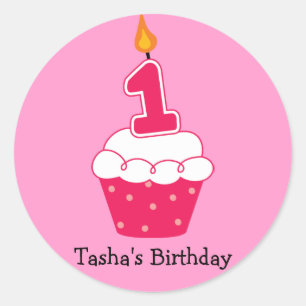 Personalisierte Geburtstagskupcake-Aufkleber Runder Aufkleber