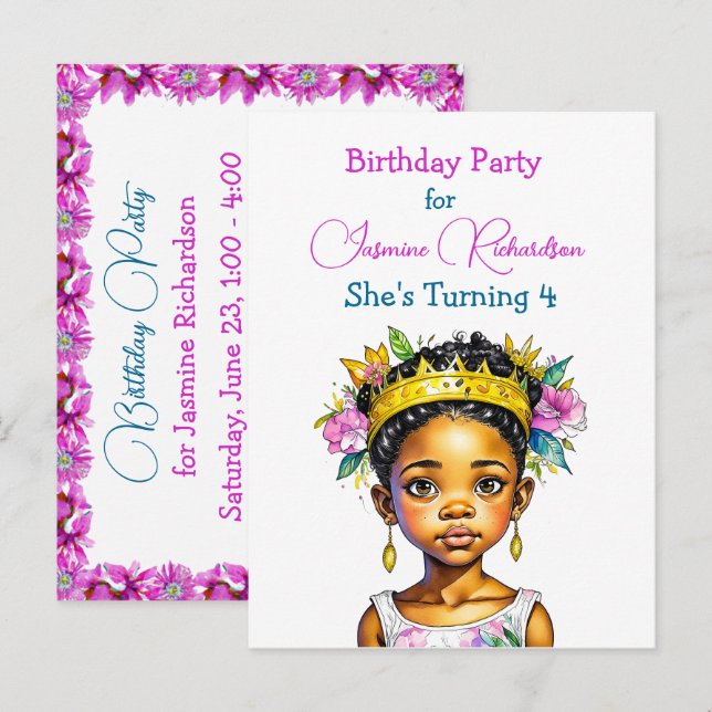 Personalisierte Geburtstagspartei - Farbdrucke Einladungspostkarte (Vorne/Hinten)