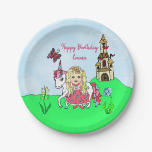 Personalisierte Geburtstagspartei von Unicorn und Pappteller