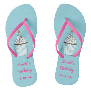 Personalisierte Geburtstagsparty Cupcake Candle Flip Flops