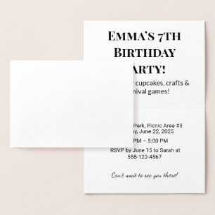 Personalisierte Geburtstagsparty Einladungskarten Folienkarte