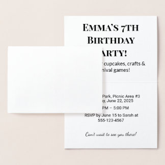 Personalisierte Geburtstagsparty Einladungskarten Folienkarte