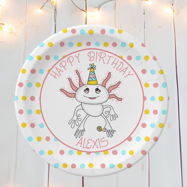Personalisierte Geburtstagsparty von Axolotl Theme Pappteller (Von Creator hochgeladen)