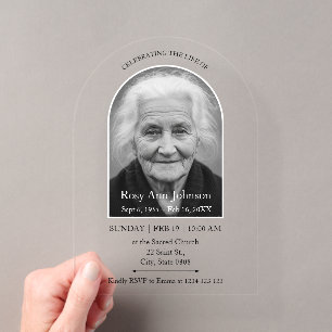 Personalisierte Gedenk Funeral-Foto Acryleinladungen