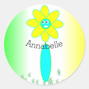 Personalisierte Gefärbte Krawatte Daisy Blume Runder Aufkleber