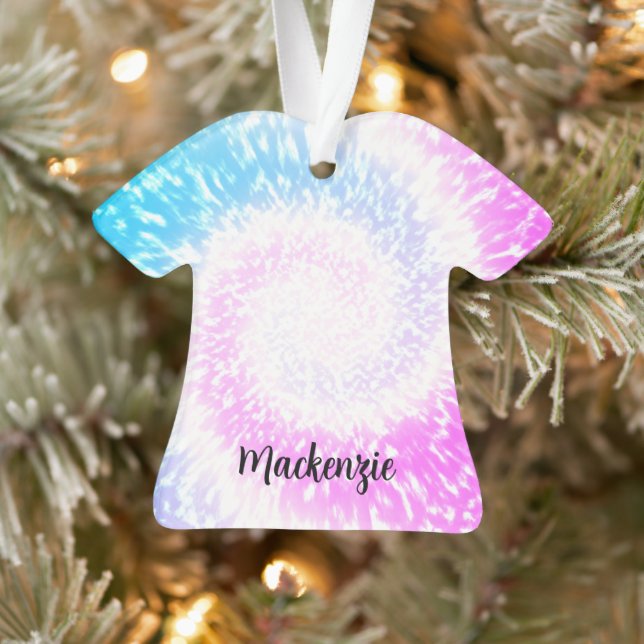 Personalisierte Gefärbte Krawatte Hippy Swirl T-Sh Ornament (Baum)