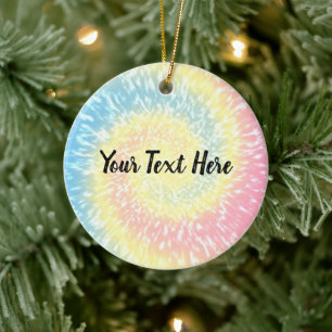 Personalisierte Gefärbte Krawatte Hippy Swirt Wei Keramik Ornament