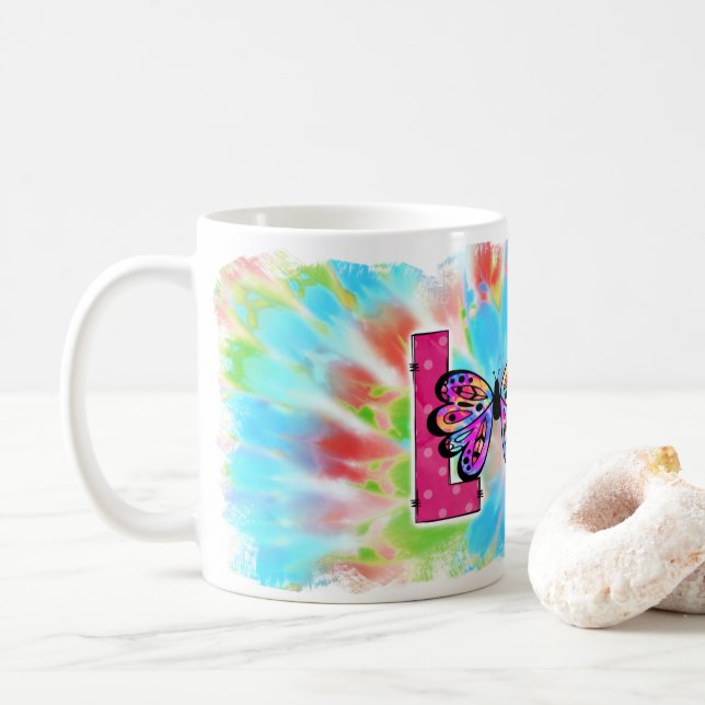 Personalisierte Gefärbte Krawatte Liebe Design Kaf Kaffeetasse (Mit Donut)