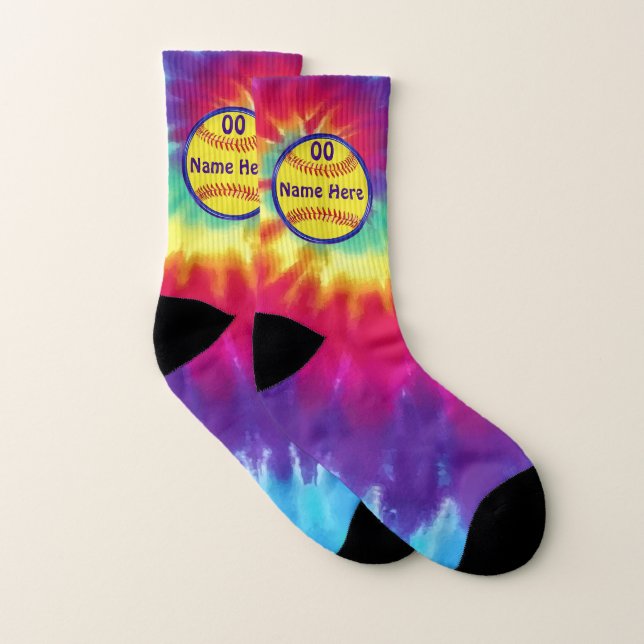Personalisierte gefärbte Krawattesoftball-Socken Socken (Paar)