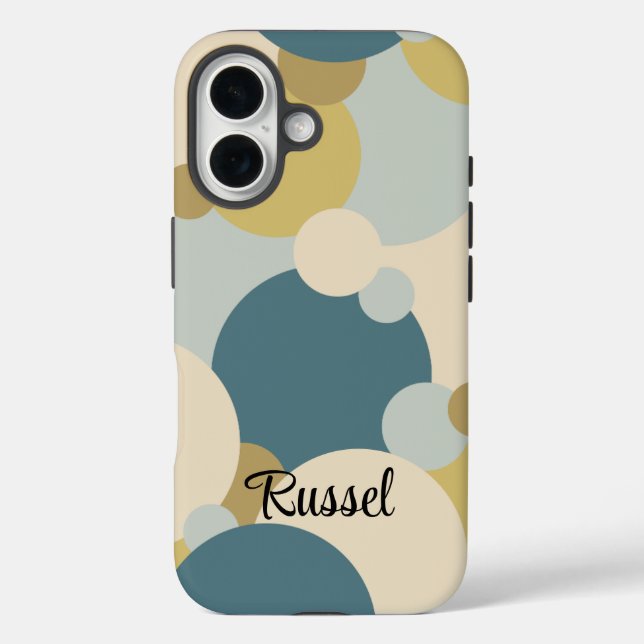 Personalisierte gelb-blaue Moleküle iPhone Gehäuse iPhone 16 Hülle (Rückseite)