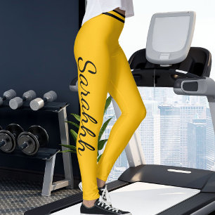 Personalisierte Gelb Orange Schwarze Streifen Süße Leggings