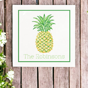 Personalisierte gelbe Ananas Serviette