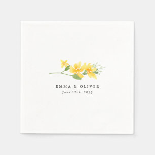 Personalisierte gelbe Blumenrosen-Hochzeitsserviet Serviette