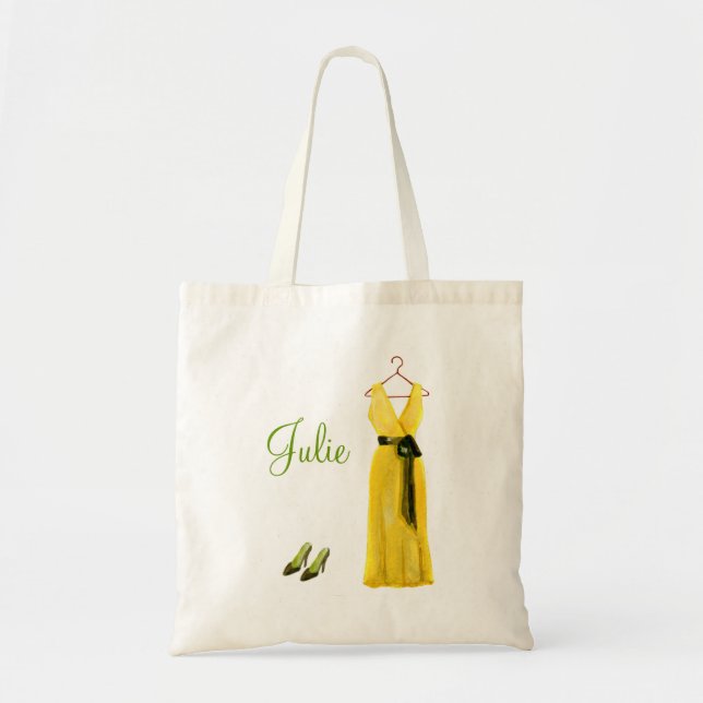 Personalisierte gelbe Brautjungfern-Tasche Tragetasche (Vorne)