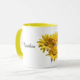 Personalisierte gelbe Daisy-Blumen Tasse