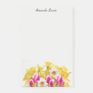 Personalisierte gelbe Narzissen-Blumennotizen Post-it Klebezettel
