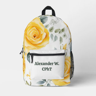 Personalisierte Gelbe Rosen und RX-Symbol-Backpack Bedruckter Rucksack