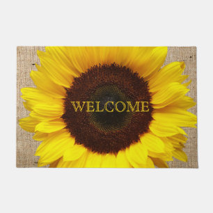 Personalisierte gelbe Sonnenblume-Imitat-Leinwand Fußmatte