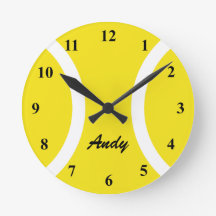 Personalisierte gelbe Tennisball-Wanduhr